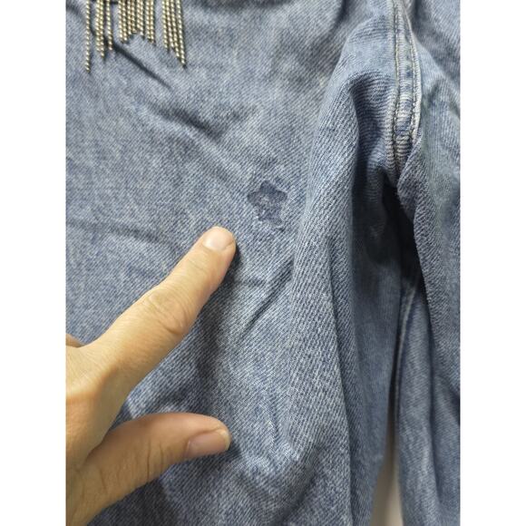 Womens Sunday Best Light Wash Straight Leg Jeans Star & Moon Sequins High Rise - Picture 7 of 7